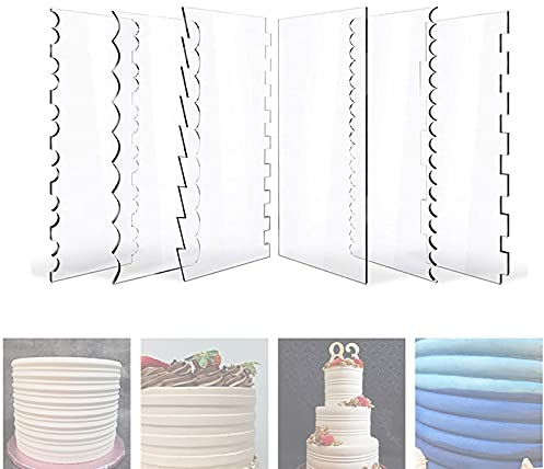 6Pcs Raspador para Tartas de Pasteles,Raspador de Peine para Pasteles,Raspador de Pastel de Plástico,Raspador para Decoración de Tartas,para DIY Decoración De Bordes Tartas Hornear Herramienta,24x10cm