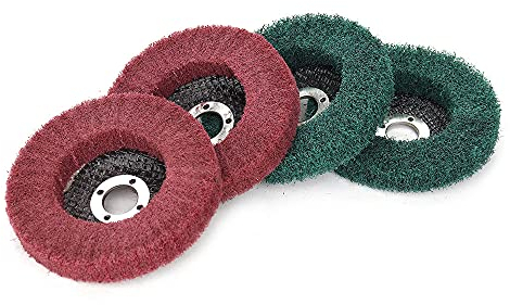 SI FANG 4 ruedas de pulido de disco de fibra de nailon de 100 mm, discos abrasivos surtidos de grano 120 y 320, rueda de pulido profesional de 4 pulgadas, molienda elástica de metal y madera