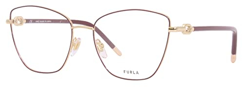 FURLA Damen Vfu549 Sonnenbrille, Glänzendes Roségold mit Bordeaux-Teilen, 70