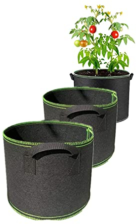 YKKJ 3 Pcs Sacs de Plantes, Sac de Culture de Plantes avec Poignées, Jardinieres Exterieur, Sac de Plantation pour Pommes de Terre, Tomates, Fraises et Autres Plantes (5L 8L 15L)