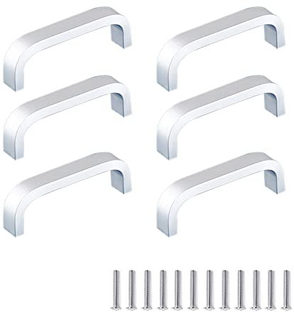SYDARSYN 6 Stück Möbelgriffe Aluminium Legierung Schrankgriffe Schrank Schublade Griff Küche Möbel Schublade Tür Griffe Bogenform Zieht Lochabstand 64 mm