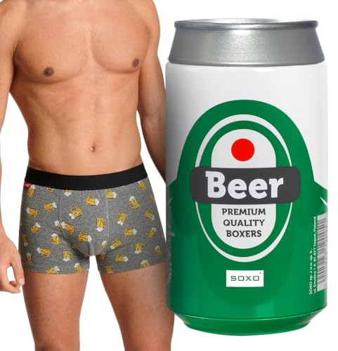 soxo Coffret Biere Cadeau - Boxer Homme Coton - Canette Calecon M-XL | boxeur confortable pour men, culotte calson originale
