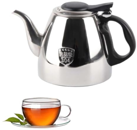 Beufee Teapot, 1.5l Metal Teapot Tea Kettle for Stovetop Stainless Steel with Handle Mirror Finish Tea Pots Stainless Steel Teakettle with Ergonomic Handle for Home Kitchen (1.5l)