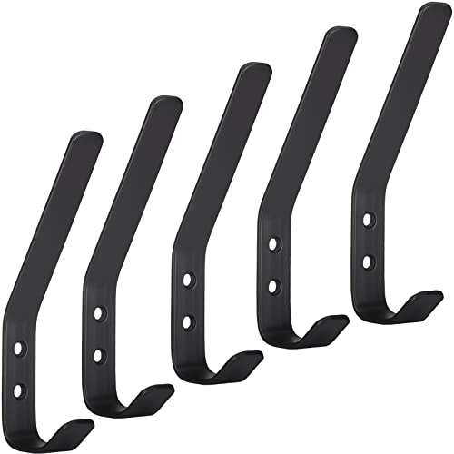 SOTECH 5 Stück Kleiderhaken 142 x 20 mm schwarz matt ALBA echt Edelstahl | Garderobenhaken Haken