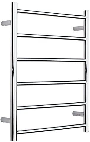 Scaldasalviette Scaldasalviette Radiatore A Parete Cromato Scaldasalviette Elettrico Con 6 Barre Rotonde, Scaldasalviette Scaldasalviette In Acciaio Inossidabile 304 Scaldasalviette Per Bagno, Plug In