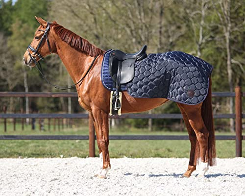 QHP Ausreitdecke Nierendecke Quarter Classy Kunstfellfutter (M, Navy)