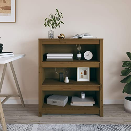 Tidyard Bücherregal Büroregal Standregal Raumteiler Aktenschrank Wandregal Massivholz Kiefer Honigbraun 80x35x97 cm