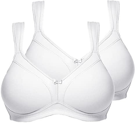 Susa Women's Twin Pack Bra, White, 44 A