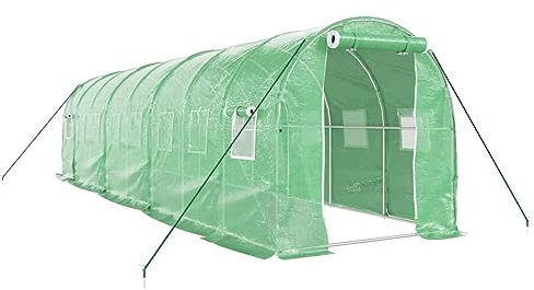 vidaXL Serre avec Cadre en Acier Vert 16 m² 8x2x2 m
