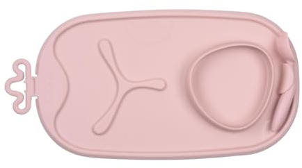 b.box Roll + Go Essensmatte mit Silikonteller für Baby und Kleinkind | 3-teilige Trennwand | Baby Teller für die Meisten Hochstühle und Reisen