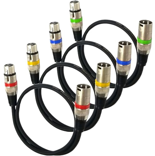 Dlh western 2' DMX Cables, Premium Microphone Cables with 3-Pin XLR Male to Female Connectors (4 Pack)