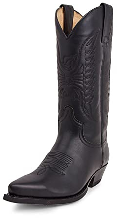 DEHIWI Bottes de cow-boy pour hommes, bout pointu, à mi-mollet, Vintage Rider Boots,Noir,43 EU
