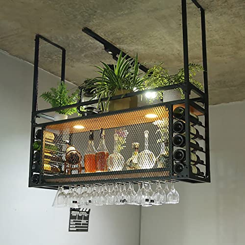 SHERAF Hanging Wine Glass Rack, Wine Rack Ceiling Decoration Shelf, Glassware Rack Holder, Glass Display Cabinets, Home Wine Storage Rack, Wine Bar, Wine Display Shelf for Kitchen Bar Restaurant/120*3