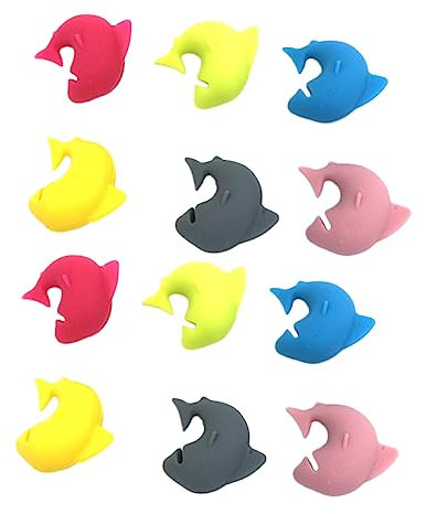MAGICLULU 18pcs Wine Glass Identifier Shark Design Cup Markers Non-slip Silicone Drink Labels for Events
