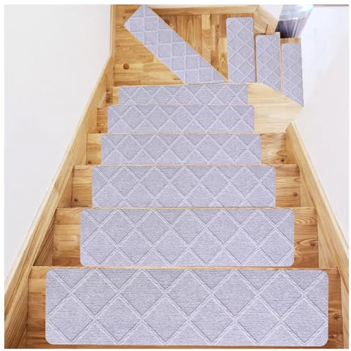 Anti-Rutsch Treppenstufen Matten Antirutschmatte, Waschbar Treppenstufen Matten Aussen, 76 x 20,3 cm Treppen Teppichstufen für Kinder Ältere Haustiere,D-4Pcs