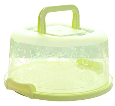 Tragbarer Kuchenbox -Trägerhandle Container Kuchen Aufbewahrung Cupcake Green Round Transporting Deckel Clip Lock