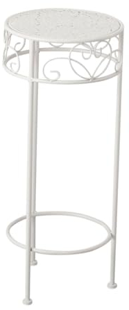Meinposten Hoher Beistelltisch weiß Metall Telefontisch Pflanzentisch Blumenständer Tisch (Mittel 25 x 60 cm)