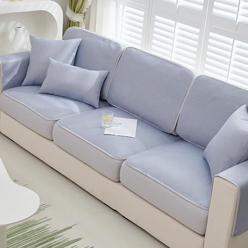 KCCRHIN Sofabezug Aus Eisseide Für Sommer Sofa Kissenbezüge Anti-Kratz Sofa Sitzbezüge Couchbezüge L Form 2 3 4 Sitzer Couch Kissenbezüge Mit Gummizug Unten Sofa Slipcover,A,80 * 180CM
