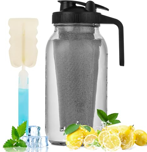 Carafe en Verre de 2 Litres Avec Couvercle et Bec Verseur, Pour Eau, Thé Glacé, Jus, Lait, Café, Vin - Pichet à Boissons Maison