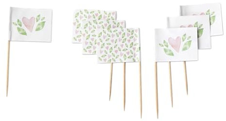 ECOFIESTA 1000x pinchos de fingerfood con banderas 3 x 4 cm hojas y corazones - brochetas chuches comunion mesa dulce accesorios - pinchos barbacoa