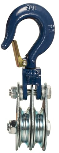 KCNOFNC Poulie double 1 ton avec roulement à billes et crochet, poulie de renvoi pour cordes de 10 mm, pour accessoires forestiers, treuil 1 pièce