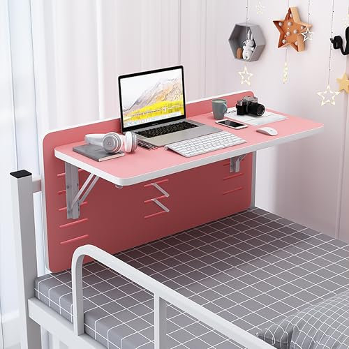 Tavolo pieghevole a muro, banco da lavoro pieghevole in legno massello, scrivania pieghevole a muro, tavolino da balcone, adatto for dormitori, uffici, camere da letto, sale studio, ristoranti(Pink,60