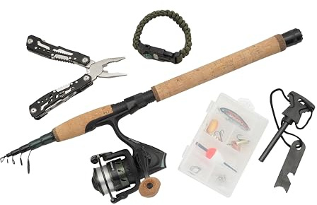 Abu Garcia Diplomat Wilderness Survival Kit Combo, Komplettes Angel und Überlebensset für Outdoor-Abenteuer mit Paracord für Notfall, Multitool, Armband, Camping, Wandern, Bushcraft