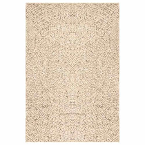 vidaXL Teppich ZIZUR Beige 140x200 cm Jute-Optik Indoor und Outdoor