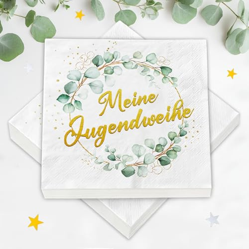 40 Stück Servietten Jugendweihe Deko, Jugendweihe Servietten Tischdeko Jugendweihe - Meine Jugendweihe, Deko Jugendweihe Mädchen Junge, Jugendweihe Party Dekoration（33 x 33 cm）