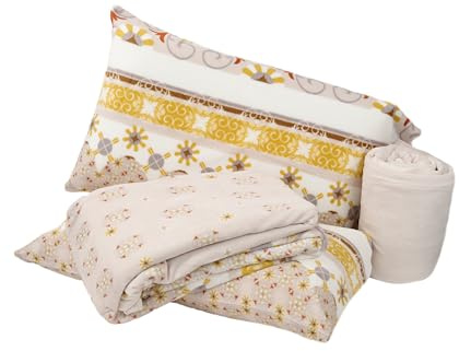 Viterbo Biancheria Completo Letto Lenzuola In Morbido Coral Invernale Stampato Matrimoniale A Fantasia (Provenzale Oro)
