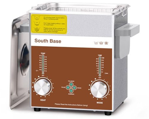 SOUTH BASE Ultrasonic Cleaner,2L 60W Stainless Steel Ultrasonic Jewelry Cleaner with Cleaning Basket,Timer&Heater,Encoded Sonic Cleaner for Cleaning Jewelry,Eyeglasses,Coins