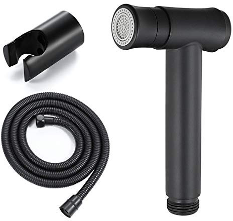 RFXOGTYFZ Schwarzer runder Spülwasserhahn, Toilettenspülhahn-Sprühgerät, voller Druck und auslaufsicheres Hand-Toilettensprüher-Set, Hand-Stoffwindel-Sprühgerät for die Toilette, einfach zu bedienen