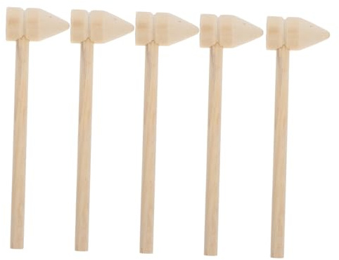SHINEOFI 5pcs Small Wooden Hammer Toy Multi-use for Boys and Girls Pretend Play for Building Blocks and Role-playing Games Lightweight and Portable Design