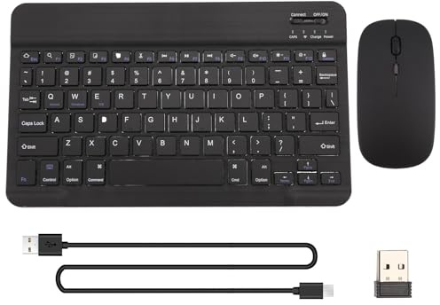 Okeeyseda Ultratunn och tyst Bluetooth-tangentbord och , lämplig för surfplattor, bärbara datorer, Bluetooth-tangentbord, svart