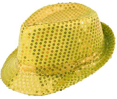 MUNSKT Glitter Jazz Caps, Pailletten für Erwachsene, Hut für Party, Hip Hop für Junggesellenabschied, Abend, Tanzshows, Partys, Mardi Gras und Verkleidungsereignisse (Golden)