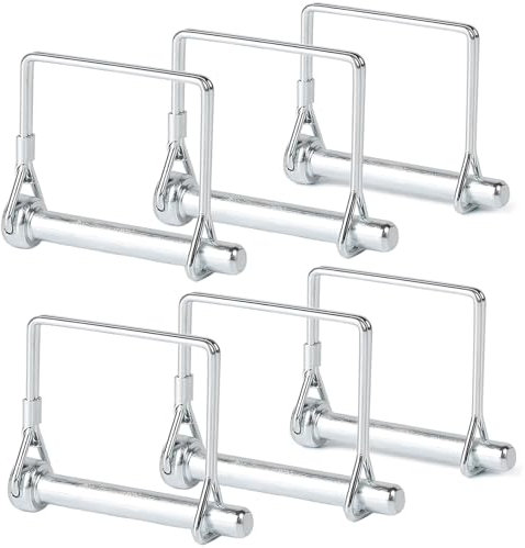 Sicherungsstift, 6 Stück Rechteck Splinte, 10x 80 MM Kupplungsstift, Sicherungsbolzen, Rohrklappsplinte mit Rastverschluss, für Bauernhof-Anhänger, Bauernhof, Garten,Silber