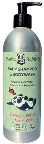 500ml Extra Large Bottle - Mama Bamboo Natural Baby Shampoo & Bodywash, Organic Aloe Vera, Bamboo and Coconut Oil - Bulk Buy