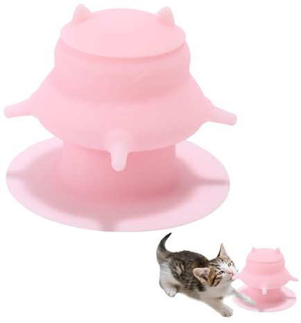 Lyreh Bevitore per Cuccioli con Quattro Tettarelle Finte, Stazione di Alimentazione Latte Cuccioli in Silicone Rosa Biberon a Prova Perdite Stazione di Allattamento per Neonati Cani Gattini