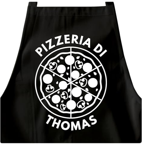 Pizza Schürze personalisiertes lustiges Geschenk für Pizzabäcker | Personalisiert, Kochschürze mit Namen, für Herren & Frauen, Pizzeria Motiv, lustiges Geschenk