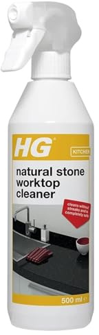 HG Natural Stone Kitchen Worktop Cleaner 500ml Streak-Free Spray for Granite, Quartz, Marble, Cement & More Safe Daily Degreaser for Natural Stone Surfaces Easy to Use & Gentle Formula Yellow - 1 Pack