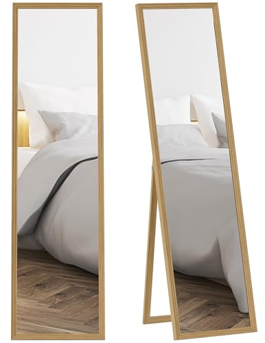 HOMCOM Miroir rectangulaire sur Pied Miroir de Sol pour vestiaire Salon Salle de Bain Couloir - 40l x 47P x 147H cm - Naturel