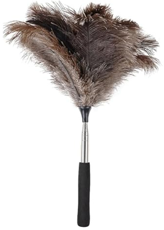 GIWFBQTR Ausziehbarer Staubwedel Aus Straußenfedern, Bis zu 43,2-114,3 cm, Federn, Langer, Wiederverwendbar, zum Reinigen Von Deckenventilatoren