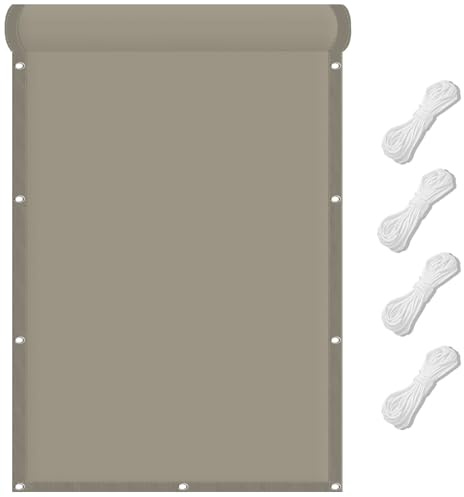 Sonnensegel Wasserabweisend 200 x 450 cm PES Windschutz Balkon Sichtschutz Uv-Schutz-Polyestergewebe mit Seil Ideal für Schwimmbäder Partys Und Outdoor-Aktivitäten, Taupe