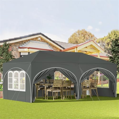 JOINATRE 3x6 Pop Up Canopy Easy Set Up Camping Tents, Heavy Duty Popup Canopies with Sidewalls, Outdoor Beach Canopy Tent Sun Shade for BBQ, Birthday Party, Wedding, Events, Backyard,3 * 6 M Grey