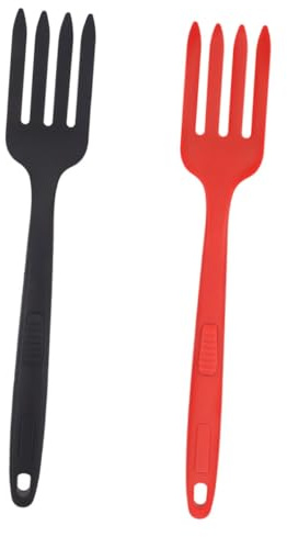 Healifty Lot De 2 Fourchettes Multifonctions En Silicone, Fourchette De Table Ergonomique, Résistantes à L’usure, Couleurs Rouge Et Noir, Réutilisables, Cuisine Familiale Et Restauration
