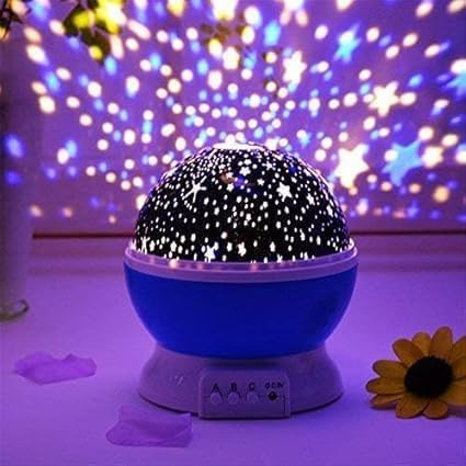 Treeratan - Lampada da soffitto a LED con rotazione a 360° e stella e luna, multicolore, con cavo USB, proiettore da soffitto per camera dei bambini, cameretta dei bambini e decorazione della stanza
