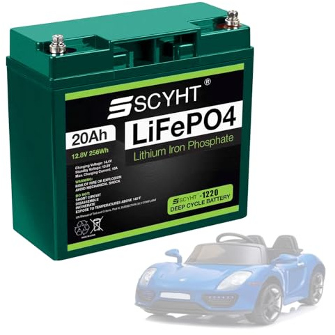 SSCYHT Batería LiFePO4 12 V y 20 Ah Batería de Litio 20 Ah Baterías extraíbles 12 V Baterías de Repuesto para Coches Juguete eléctricos para Motores 50 W a 250 W,12v20ah 1pack