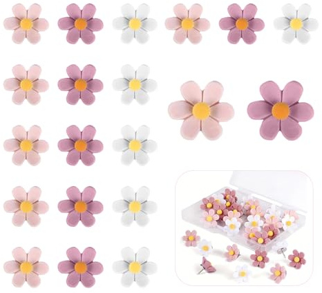 20 Stück Pinwand Pins Für Pinnwand Kinderzimmer Mädchen,Bunte Blumen Reißzwecken Dekorative Pinnnadeln Für Kork,20 Stück Dekorative Reißzwecken Blumen Pinnnadeln für Pinnwand