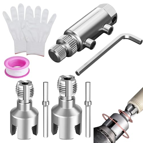 Outil De Filetage Pour Tuyaux PVC pour Tuyaux d'eau 1/2 & 3/4 | Kit de Taraudage pour Tuyaux en PVC 2-en-1, Extracteur de Vis, Extracteur de Filets pour Robinets Cassés, Outil à Tarauder