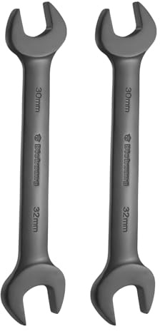 sourcing map 2pcs Thick Double Open End Wrench 30mm x 32mm Metric Dual Open Ended Spanner Flat Head Wrench for Automotive Repair Furniture Assembly, Black